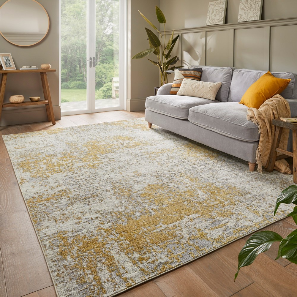 Rossa ROS03 Abstract Rug by Concept Looms in Ivory Gold